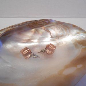 Peachy Pink Faceted Cube Studs